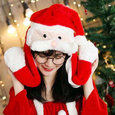 China COMMON TOYS Bunny Hat With Compressor And Stuffed Animal Santa Claus Stuffed Rabbit Hat Mobile Ears Babies Cute Stuffed Toys Children for sale