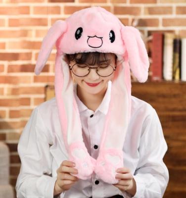 China Bad Animal JOINT Toys Rabbit Bucket Hat With Compressor And Mobile Ears Babies Hat Babies Plush Rabbit Hat Cute Animal Children for sale