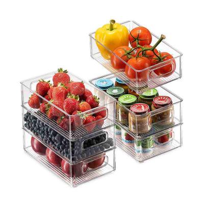 China Freshness Preservation Kitchen Clear PET Food Fridge Storage Plastic Organizer for sale