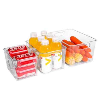 China Custom Clear Logo Plastic Freshness Keeping PET Food Fridge Refrigerator Storage Organizer for sale