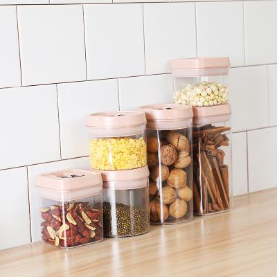 China Plastic Cereal Bean Seal Airtight Viable Wholesale Kitchen Food Jar for sale