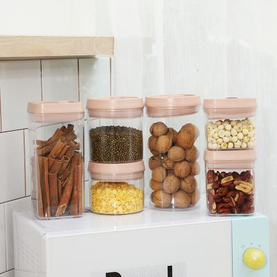 China Airtight Seal Household Food Reusable Circular Jar Plastic Container Sealed Airtight Airtight Reservoir for sale