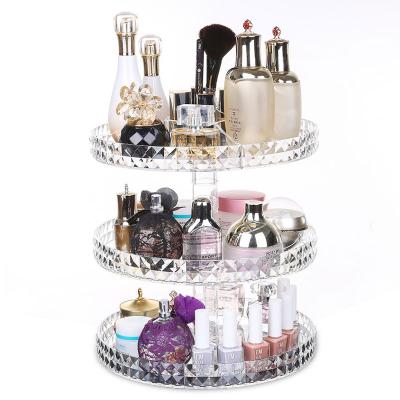 China Workable Clear Transparent 360 Degree Rotation Collapsible Make Up Cosmetic Makeup Storage Organizer for sale