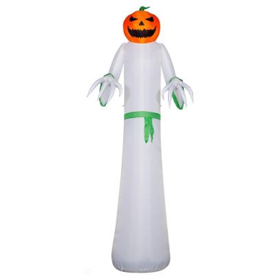 China Festival Stuff 360cm Halloween Inflatable Pumpkin Ghost With Explosion Element LED Inflatables For Outdoor Halloween Yard Lawn Decoration for sale