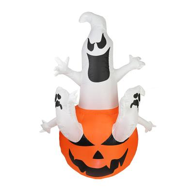 China Festival Stuff 180cm Halloween Inflatable Pumpkin Ghost With Explosion Element LED Inflatables For Outdoor Halloween Yard Lawn Decoration for sale