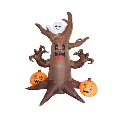 China Festival Stuff 240cm Inflatable Halloween Ghost Tree With Explosion Element LED Inflatables For Outdoor Halloween Yard Garden Lawn Decoration for sale