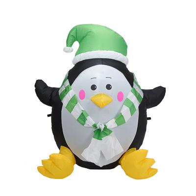 China Popular Christmas Gift 120cm Christmas Decoration Inflatable Penguin Outdoor Element LED Blow Up Inflatables For Outdoor Christmas Lawn Decoration for sale