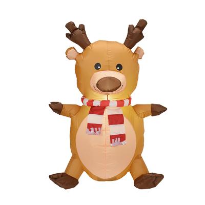 China Popular Christmas Gift 120cm Christmas Decoration Deer Inflatable Outdoor Element LED Blow Up Inflatables For Outdoor Xmas Yard Lawn Decoration for sale