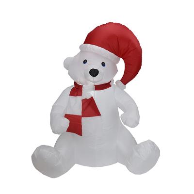 China Popular Christmas Inflatable Outdoor Decoration Gift 125cm Small Christmas Bear Element LED Blow Up Inflatables For Christmas Outdoor Decoration for sale