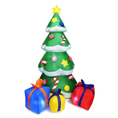 China Popular 210cm Xmas Christmas Decoration Gift Inflatable Outdoor Tree With Current Element LED Blow Up Inflatables For Outdoor Decoration for sale