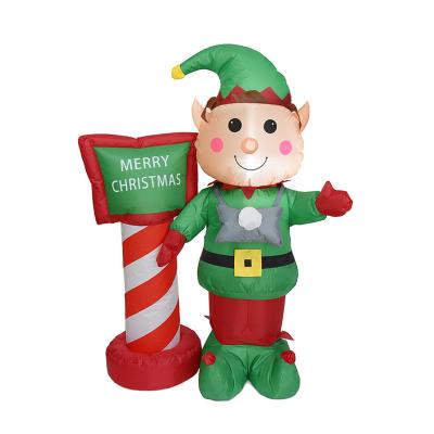 China Popular Gift 120cm Xmas Christmas Decoration Elf Inflatable Outdoor Element LED Blow Up Inflatables For Outdoor Xmas Yard Lawn Decoration for sale