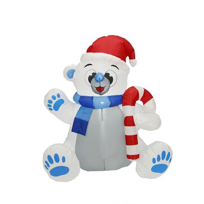 China Popular Christmas Inflatable Outdoor Decoration Gift 120cm Small Christmas Bear Element LED Blow Up Inflatables For Outdoor Yard Lawn Decoration for sale