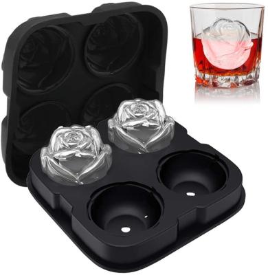 China Silicone Rose Ice Ball Maker Gemakkelijk loslaten Grote ijsblokje voor Cocktail Snack Trays Te koop