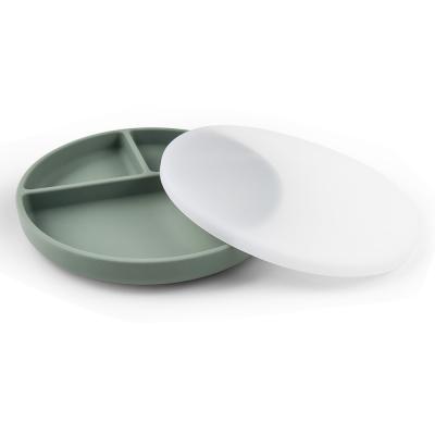 China Silicone babyplaat met deksel en zuigoplossing Te koop