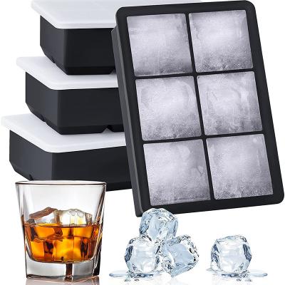 China Quadratische Eiswürfel Trays Set BPA-freie wiederverwendbare Schimmel für Whisky Cocktails Bourbon Probe zu verkaufen