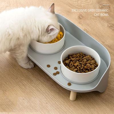 China NO Time Setting Elevated Ceramic Pet Bowls for Cats and Dogs Custom Porcelain Feeders for sale