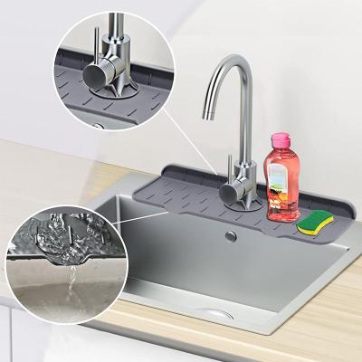 China Home Kitchen Tableware Black Silicone Sink Splash Guard with Water Absorbent Design for sale