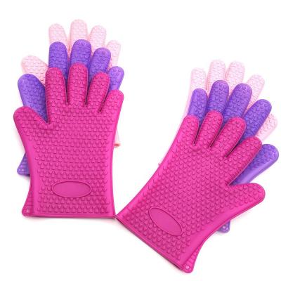 China Logo Customized Heat Resistant Silicone Cooking Gloves for Hot Pot Holder in Kitchen for sale