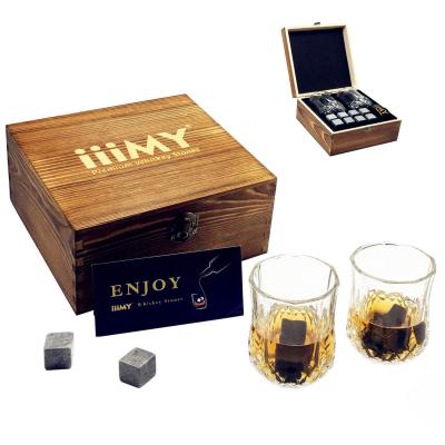 China Viable Whiskey Stone Gift Set Granite Whiskey Cooling Rocks With Whiskey Ice Stones Ice Cubes for sale