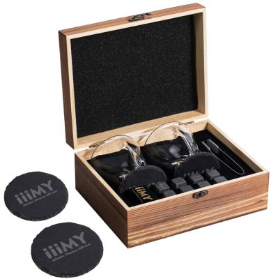 China Viable Hot Selling Amazon Whiskey Ice Stones Wooden Whiskey Stones Ice Cube Gift Box Gift Set For Gift for sale