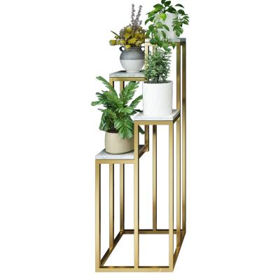 China Modern Nordic Style Planter Stand Plant Pots Round Flower Plant Stand Metal For Home Flower Stand Potted Indoor Outdoor Decor Gold for sale