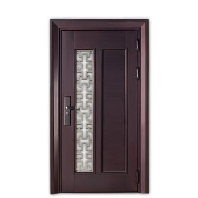 China Front Modern Pivot Doors Security Single Anti-theft Modern Steel Entrance Exterior Doors for Bedroom for sale