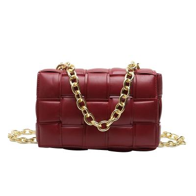 China Luxury New Knit Solid Color Square Women Purses Chain Lady Sling Crossbody Bags Fashion Leather Women Handbags for sale