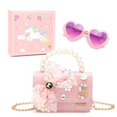 China High Quality Gifts For Little Girls Mini Kids Purses Baby Handbag Toddler Sunglasses Gift Box Set Travel Shoulder Cross - Body Bag for sale