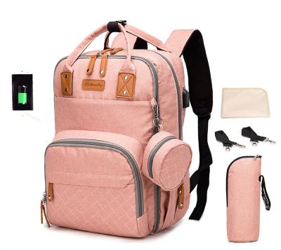 China With USB Diaper Bag Backpack Baby Diaper Change Bags Travel Waterproof Backpack With Pad Changing Stroller Straps Pacifier Case Unisex for sale