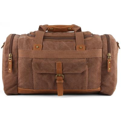 China 2020 Wholesale Custom Vintage Canvas Leather Trim Tote Shoulder Bag Men Weekend Travel Sport Duffel Bags for sale