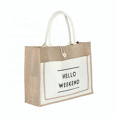 China Wholesale Customized Waterproof Logo Jute Tote Bags Shopping Bags Reusable Eco Promotional Blank Tote Canvas Shopping Bag Burlap With Logos for sale