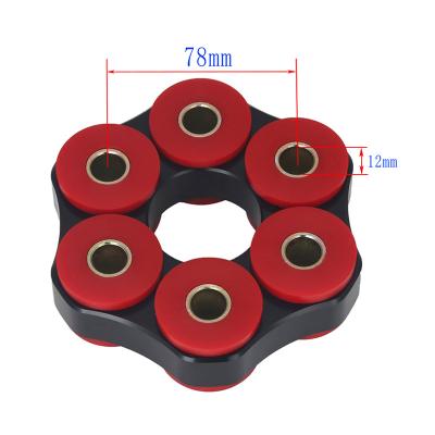 China Aluminum frame/polyurethane bushings. For BMW E30 E36 E46 Maunal Flex Disc Joint Red+Black LK=78mm/12mm Transmission Drive Shaft for sale