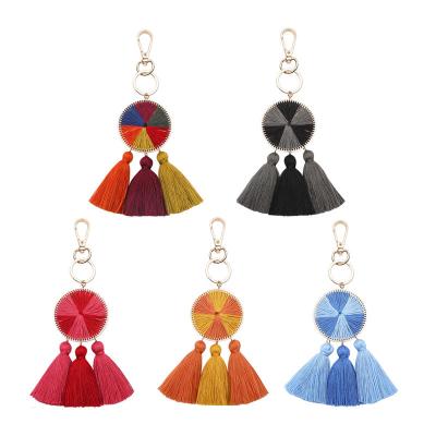 China Eco-friendly Cotton Material Wholesale Handmade Hanging Rope Bag Key Chain for sale