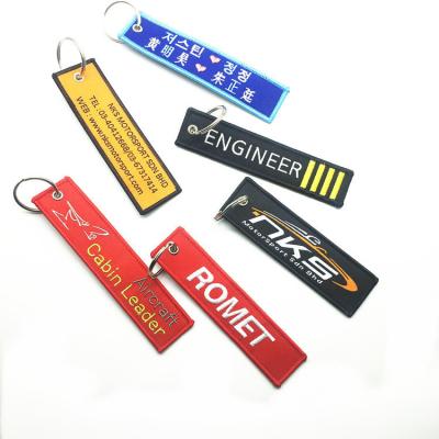 China Eco-friendly Material Customize Logo Embroidered Fabric High Quality Custom Car Locking Key Tag Key Indicator Chain Chain for sale