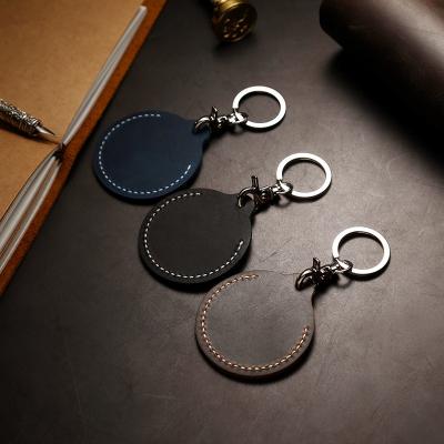 China Hot-selling PU custom round logo eco-friendly material promotion leather key chain/key chain/key holder for sale