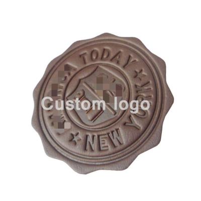 China Fashion Sustainable Garment Accessories Round Shape Custom Iron On Leather Patches for sale