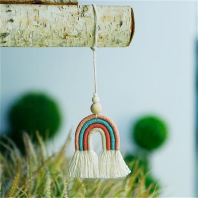 China Hot Sale Eco-friendly Material Macrame Rainbow Charm Essential Oil Bohemian Diffuser For Car for sale