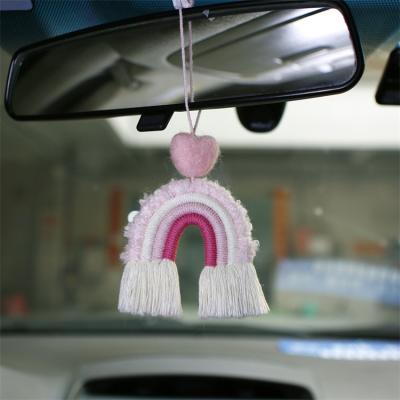 China 2022 New Arrival Car Decor Handmade Material Eco-friendly Pendant Woven Macrame Rainbow Car Bohemian Diffuser for sale