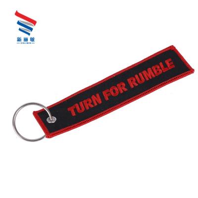 China Custom Woven Key Metal Short Chain Lock Lanyard Key Chain Embroidery Fabric Textile Fabric Nylon Strap Lock Label for sale