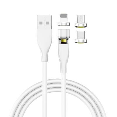 China Mobile Phone 3 in 1 Magnetic Charging Cable 540 Degree Magnetic Fast Charging Cable 3A USB Rotate Data for sale