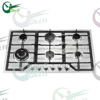 China High quality household new design stainless steel cooktop 6 burner built in hob gas stove for sale