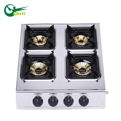 China Household Four Burner Stainless Steel Gas Cooker Stove 4 Burners Kitchen Appliance for sale