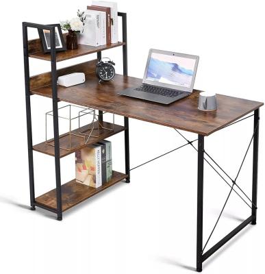 China Home Office Retro Style Simple Table Computer Desk Small 47 L-Shaped With Storage Shelves Section MDF PC Game Metal Frame Smart Stand for sale