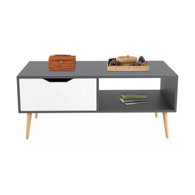 China Easy Assembly Coffee Table, Modern Minimalist Style TV Table with 1 Drawer and Open Storage Shelf for Living Room, Cocktail Table with Stable for sale