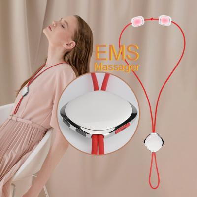 China With Plus and Negative Key for Intensity Adjustment KIKI MASSAGE Mini Electric Hot-Compress Pendant Necklace EMS Portable Smart Light Pulse Neck Massager for sale