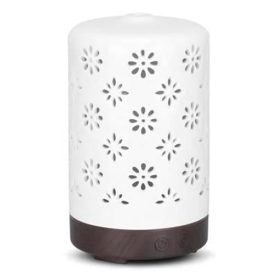 China Using Essential Oil KIKI MASSAGE Electric Aromatherapy Wooden Aromatic Purifier 7 Led Essential Oil + Water Color Air Humidifier Aroma Diffuser for sale