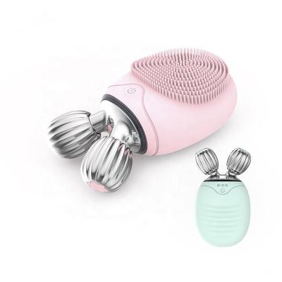 China Silicone DEEP CLEANING Facial Cleansing Brush with Multifunctional Electric Massager Roller Facial Cleanser for sale