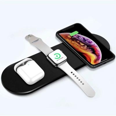 China Hot Selling Qi 3 in 1 15W Wireless Charger Fast Charging Qi Phone Smart Watches Earphone Wireless Charger for sale