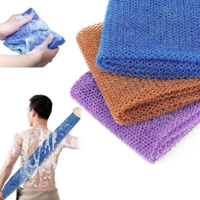 China EXFOLIATE Long Bath Body Exfoliating Long Shower Net Body Scrubber African Net Sponge For Skin Smoother for sale