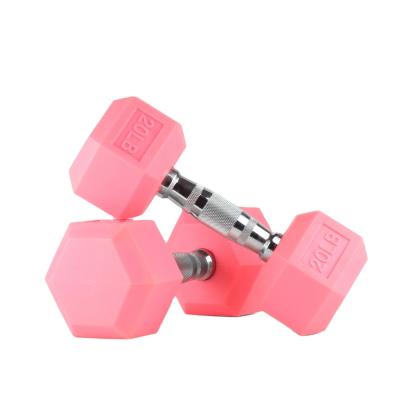 China Wholesale Custom Color Non-Rubber Logo Gym Grip Durable Anti-Slip Healthy PEV Coated Weight Hex Dumbbell for sale